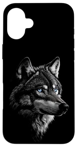 Hülle für iPhone 16 Plus Wolfmotiv Wölfe Tiermotiv Mystischer Wolf mit blauen Augen von Wildlife Vibes Streetwear Creations