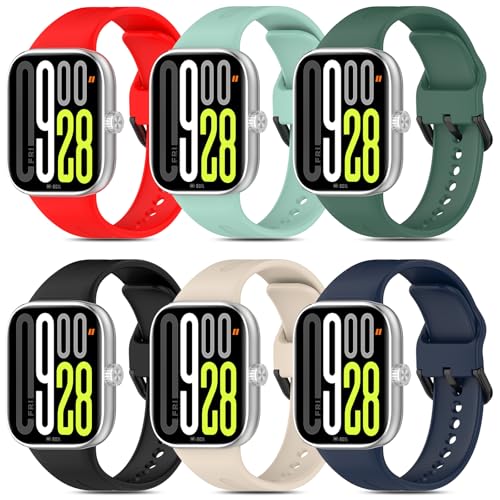 WindRen 6 Stück Armband Kompatibel mit Xiaomi Redmi Watch 5/Xiaomi Smart Band 9 Pro,Weiches Silikon Sport Ersatz Armbänder Kompatibel mit Xiaomi Redmi Watch 4/Xiaomi Smart Band 8 Pro Herren Damen von WindRen