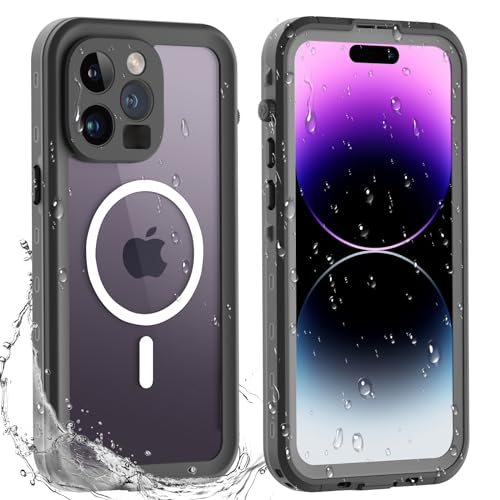 WindRen für iPhone 14 Pro Max Hülle Wasserdicht,Outdoor Handyhülle 360 Grad Schutzhülle mit MagSafe, iPhone 14 Pro Max Case mit Displayschutz,Schwarz von WindRen