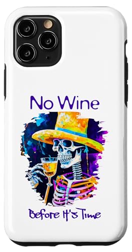 Hülle für iPhone 11 Pro Bunte Skelett trinken Wein gruselige Kenner Önologe von Wine Drinking Skeleton Halloween Costume