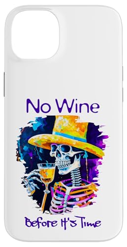 Hülle für iPhone 14 Plus Bunte Skelett trinken Wein gruselige Kenner Önologe von Wine Drinking Skeleton Halloween Costume