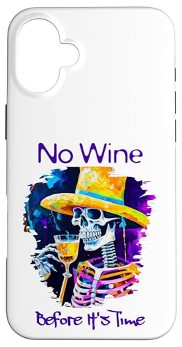 Hülle für iPhone 16 Plus Bunte Skelett trinken Wein gruselige Kenner Önologe von Wine Drinking Skeleton Halloween Costume