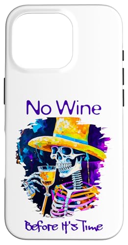 Hülle für iPhone 16 Pro Bunte Skelett trinken Wein gruselige Kenner Önologe von Wine Drinking Skeleton Halloween Costume