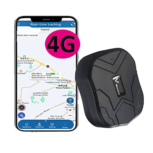 Winnes GPS-Tracker, Lange Akkulaufzeit, 10.000 mAh, Diebstahlschutz, starker magnetischer Auto-Tracker, Keine monatliche Gebühr, Echtzeit-GPS-Standortverfolgung, Tracker mit Telefon-App für Personen, von Winnes