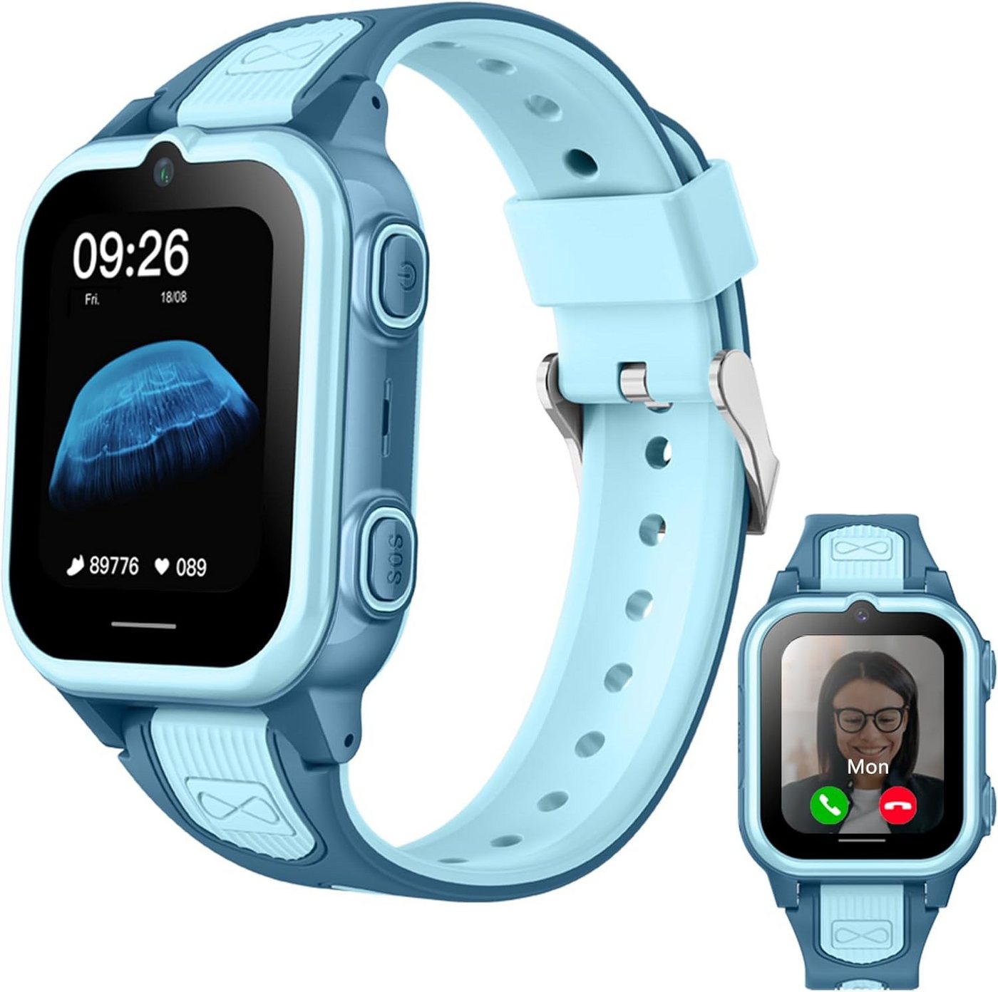 Winnes Kinder's Farbenfroher Touchscreen Multifunktionskamera Smartwatch (4G), mit GPS SOS APP-Schrittzählung Sprachkommunikation von Winnes