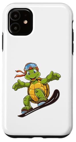 Coole Turtle Snowboard-Abenteuer-Grafik Hülle für iPhone 11 von Winter Snow Animals