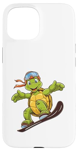 Coole Turtle Snowboard-Abenteuer-Grafik Hülle für iPhone 15 von Winter Snow Animals