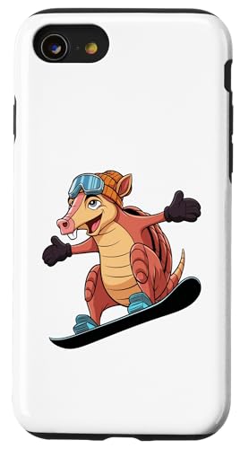 Cooles Snowboard-Gürteltier mit Brille Hülle für iPhone SE (2020) / 7 / 8 von Winter Snow Animals