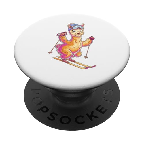 Fun Wintersport Lama mit Skibrille PopSockets Klebender PopGrip von Winter Snow Animals