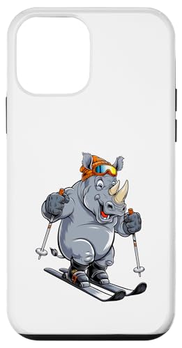 Hülle für iPhone 12 mini Spaß Skifahren Nashorn Illustration Wintersport von Winter Snow Animals