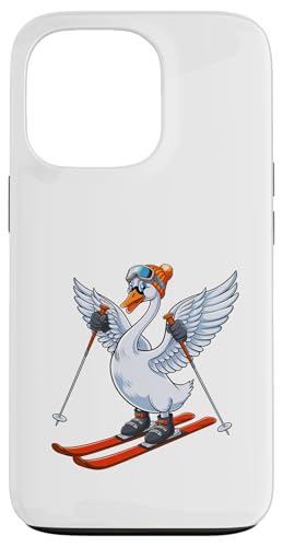 Hülle für iPhone 13 Pro Lustige und skurrile Ski-Schwan-Illustration von Winter Snow Animals