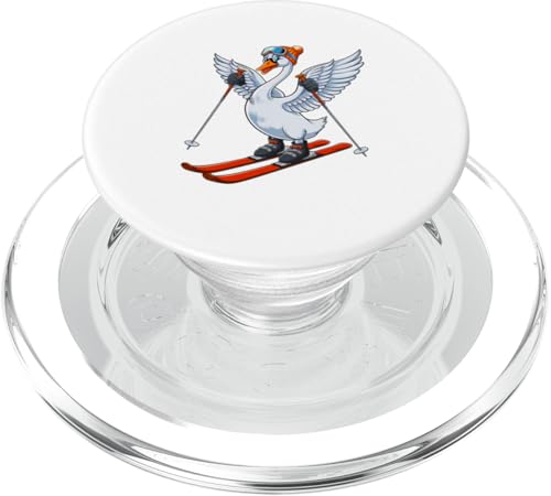 Lustige und skurrile Ski-Schwan-Illustration PopSockets PopGrip für MagSafe von Winter Snow Animals