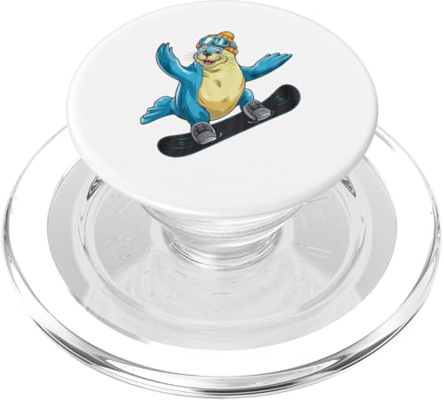 Lustiger Snowboard-Seal-Charakter PopSockets PopGrip für MagSafe von Winter Snow Animals