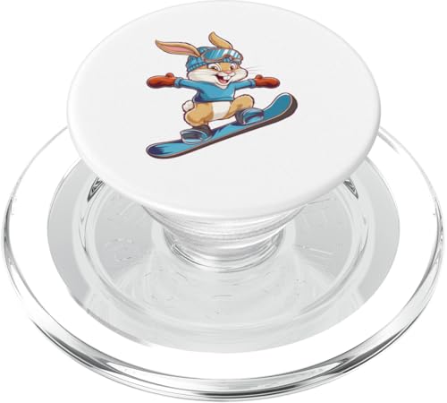 Niedliche Snowboard-Hasen-Illustration PopSockets PopGrip für MagSafe von Winter Snow Animals