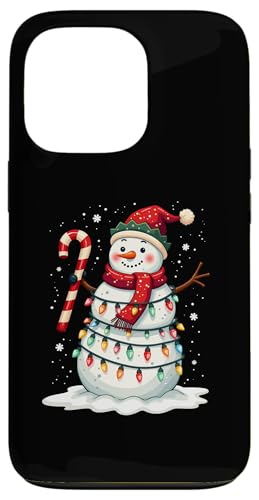 Hülle für iPhone 13 Pro Schneemann-Weihnachtsbeleuchtung, niedliches festliches Urlaubs-Kunstwerk von Winter Snowman Holiday Fun