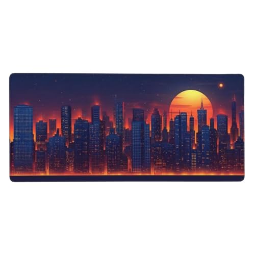 Mousepad XXL 1000x500x3mm Gelb Gaming Mauspad Stadt Desk Mat, rutschfest und Wasserdicht Nahtlose Kanten Mouse Pad, Schreibtischunterlage Laptop Gaming Büro Zuhause Deko Geschenke für Männer t-8523 von Wionheng