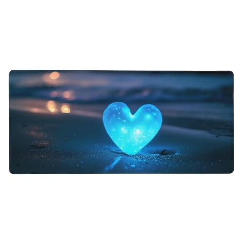 Mousepad XXL 1500x800x3mm Blau Gaming Mauspad Liebe Desk Mat, rutschfest und Wasserdicht Nahtlose Kanten Mouse Pad, Schreibtischunterlage Laptop Gaming Büro Zuhause Deko Geschenke für Männer t-8931 von Wionheng