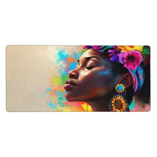 Mousepad XXL 1500x800x3mm Farbe Gaming Mauspad Indische Frau Desk Mat, rutschfest und Wasserdicht Nahtlose Kanten Mouse Pad, Schreibtischunterlage Laptop Gaming Zuhause Deko Geschenke für Männer t-55 von Wionheng