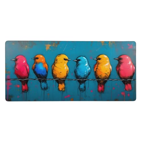 Mousepad XXL 1500x800x3mm Farbe Gaming Mauspad Vogel Desk Mat, rutschfest und Wasserdicht Nahtlose Kanten Mouse Pad, Schreibtischunterlage Laptop Gaming Büro Zuhause Deko Geschenke für Männer t-3191 von Wionheng