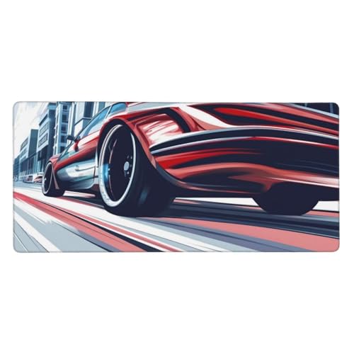 Mousepad XXL 1500x800x3mm Rot Gaming Mauspad Auto Desk Mat, rutschfest und Wasserdicht Nahtlose Kanten Mouse Pad, Schreibtischunterlage Laptop Gaming Büro Zuhause Deko Geschenke für Männer t-2127 von Wionheng