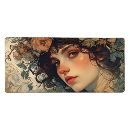 Mousepad XXL 600x300x3mm Gelb Gaming Mauspad Frau Desk Mat, rutschfest und Wasserdicht Nahtlose Kanten Mouse Pad, Schreibtischunterlage Laptop Gaming Büro Zuhause Deko Geschenke für Männer t-2595 von Wionheng