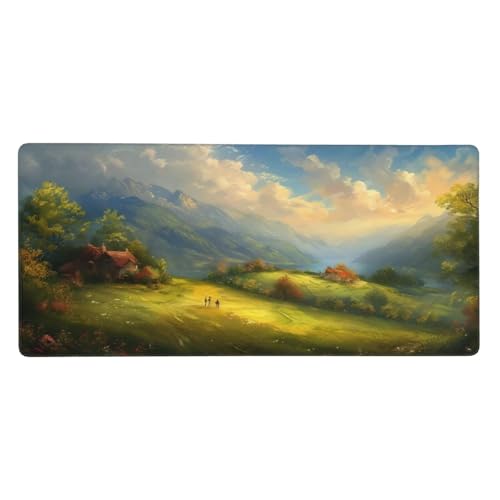 Mousepad XXL 600x300x3mm Gelb Gaming Mauspad Landschaft Desk Mat, Rutschfest und Wasserdicht Nahtlose Kanten Mouse Pad, Schreibtischunterlage Laptop Gaming Büro Zuhause Deko Geschenke für Männer t7663 von Wionheng