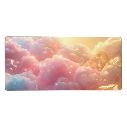 Mousepad XXL 600x300x3mm Rosa Gaming Mauspad Wolke Desk Mat, rutschfest und Wasserdicht Nahtlose Kanten Mouse Pad, Schreibtischunterlage Laptop Gaming Büro Zuhause Deko Geschenke für Männer t-5759 von Wionheng