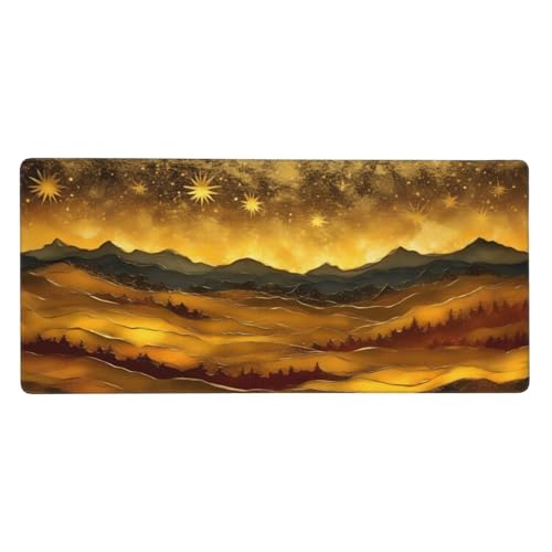 Mousepad XXL 800x300x3mm Gelb Gaming Mauspad Hügel Desk Mat, rutschfest und Wasserdicht Nahtlose Kanten Mouse Pad, Schreibtischunterlage Laptop Gaming Büro Zuhause Deko Geschenke für Männer t-1785 von Wionheng