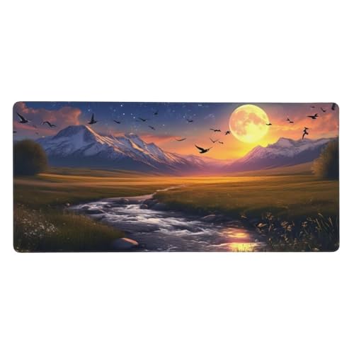 Mousepad XXL 800x300x3mm Gelb Gaming Mauspad Schneeberg Desk Mat, Rutschfest und Wasserdicht Nahtlose Kanten Mouse Pad, Schreibtischunterlage Laptop Gaming Büro Zuhause Deko Geschenke für Männer t-329 von Wionheng