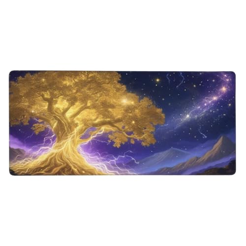 Mousepad XXL 800x300x3mm Lila Gaming Mauspad Baum Desk Mat, rutschfest und Wasserdicht Nahtlose Kanten Mouse Pad, Schreibtischunterlage Laptop Gaming Büro Zuhause Deko Geschenke für Männer t-1253 von Wionheng