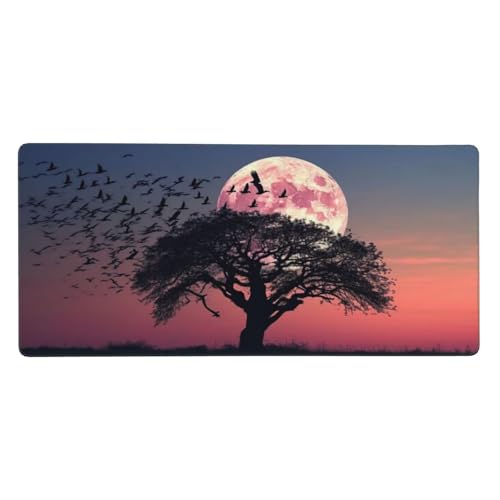 Mousepad XXL 800x300x3mm Rot Gaming Mauspad Bäume Desk Mat, rutschfest und Wasserdicht Nahtlose Kanten Mouse Pad, Schreibtischunterlage Laptop Gaming Büro Zuhause Deko Geschenke für Männer t-1197 von Wionheng