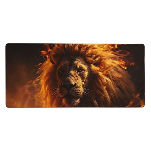 Mousepad XXL 900x300x3mm Gelb Gaming Mauspad Löwe Desk Mat, rutschfest und Wasserdicht Nahtlose Kanten Mouse Pad, Schreibtischunterlage Laptop Gaming Büro Zuhause Deko Geschenke für Männer t-1591 von Wionheng