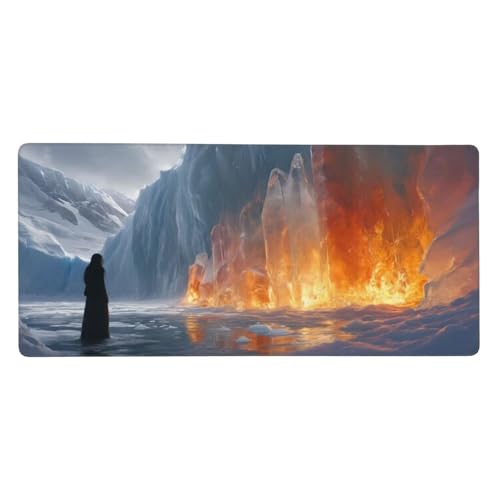 Mousepad XXL 900x300x3mm Weiß Gaming Mauspad Gletscher Desk Mat, Rutschfest und Wasserdicht Nahtlose Kanten Mouse Pad, Schreibtischunterlage Laptop Gaming Büro Zuhause Deko Geschenke für Männer t-8619 von Wionheng