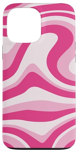 Hülle für iPhone 13 Pro Max Retro Flüssig Wirbel abstraktes Muster Pink Design Groovy von Wirbel 60er 70er Jahre flüssiges abstraktes Muster