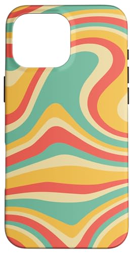 Hülle für iPhone 16 Pro Max Retro Groovy Flüssigwirbel Hippie 70s 80s Psychedelic Muster von Wirbel 60er 70er Jahre flüssiges abstraktes Muster