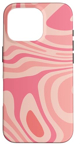 Hülle für iPhone 16 Pro Retro Flüssig Wirbel abstraktes Muster Pink Design Groovy von Wirbel 60er 70er Jahre flüssiges abstraktes Muster