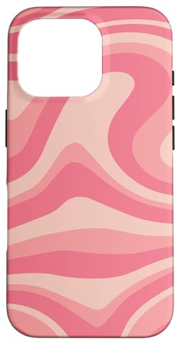 Hülle für iPhone 16 Pro Retro Flüssig Wirbel abstraktes Muster Pink Design Groovy von Wirbel 60er 70er Jahre flüssiges abstraktes Muster