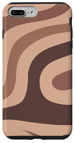 Hülle für iPhone 7 Plus/8 Plus Retro Liquid Swirl Grovy Kaffee Latte Muster Braun Gestreift von Wirbel 60er 70er Jahre flüssiges abstraktes Muster