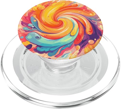 Buntes Regenbogen Strudel Farbmuster Bunt Abstrakt Kunst PopSockets PopGrip für MagSafe von Wirbelnde Bunte Regenbogenfarben Design Hippie