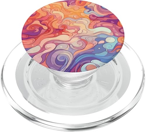 Buntes Regenbogen Strudel Farbmuster Bunt Abstrakt Kunst PopSockets PopGrip für MagSafe von Wirbelnde Bunte Regenbogenfarben Design Hippie