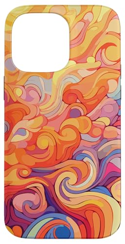 Hülle für iPhone 14 Pro Max Buntes Regenbogen Strudel Farbmuster Bunt Abstrakt Kunst von Wirbelnde Bunte Regenbogenfarben Design Hippie