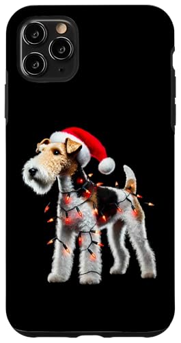 Hülle für iPhone 11 Pro Max Weihnachtsmannmütze mit Fuchsterrier-Motiv, Weihnachtsbeleuchtung, Hundebesitzer, Mutter von Wire Fox Terrier Christmas Products