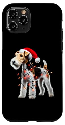 Hülle für iPhone 11 Pro Weihnachtsmannmütze mit Fuchsterrier-Motiv, Weihnachtsbeleuchtung, Hundebesitzer, Mutter von Wire Fox Terrier Christmas Products