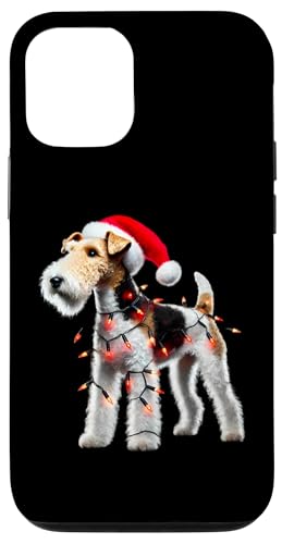 Hülle für iPhone 12/12 Pro Weihnachtsmannmütze mit Fuchsterrier-Motiv, Weihnachtsbeleuchtung, Hundebesitzer, Mutter von Wire Fox Terrier Christmas Products