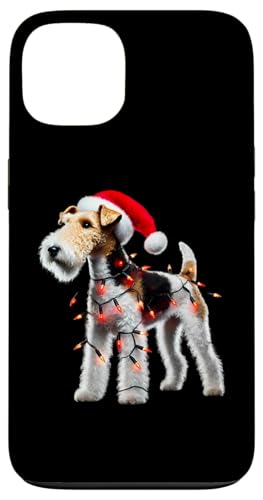 Hülle für iPhone 13 Weihnachtsmannmütze mit Fuchsterrier-Motiv, Weihnachtsbeleuchtung, Hundebesitzer, Mutter von Wire Fox Terrier Christmas Products