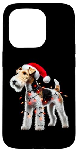 Hülle für iPhone 15 Pro Weihnachtsmannmütze mit Fuchsterrier-Motiv, Weihnachtsbeleuchtung, Hundebesitzer, Mutter von Wire Fox Terrier Christmas Products