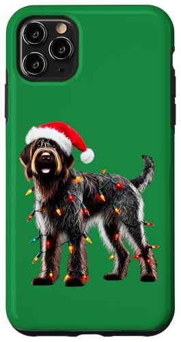 Hülle für iPhone 11 Pro Max Drahthaariger, spitz zulaufender Greifen, Weihnachtsmütze, Weihnachtsbeleuchtung, Hund von Wirehaired Pointing Griffon Christmas Products