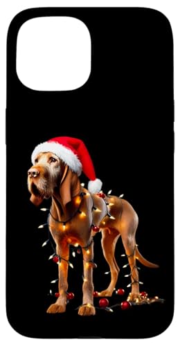 Hülle für iPhone 15 Wirehair Vizsla Weihnachtsmütze für Hunde, Weihnachtsbeleuchtung, Besitzerin, Mama von Wirehaired Vizsla Dog Christmas Products