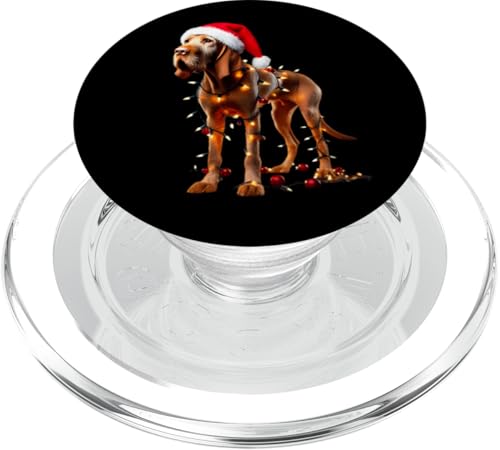 Wirehair Vizsla Weihnachtsmütze für Hunde, Weihnachtsbeleuchtung, Besitzerin, Mama PopSockets PopGrip für MagSafe von Wirehaired Vizsla Dog Christmas Products