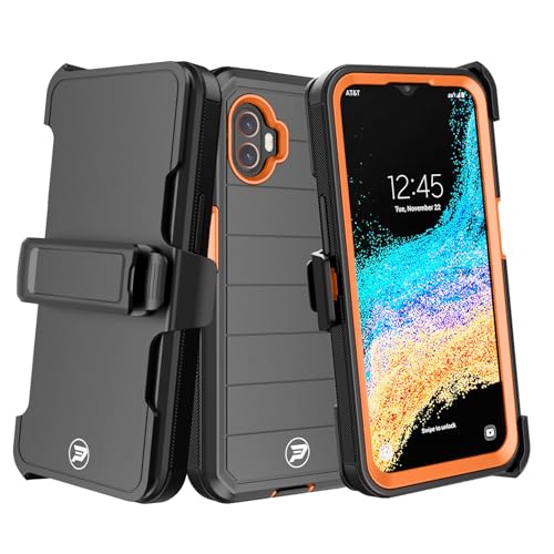 Wireless ProTech Schutzhülle kompatibel mit Samsung Galaxy XCover6 Pro SM-G736, robustes Gürtelclip-Holster mit robustem, dreilagigem TPU und PC-gefütterter Hülle (Schwarz/Orange) von Wireless PROTECH